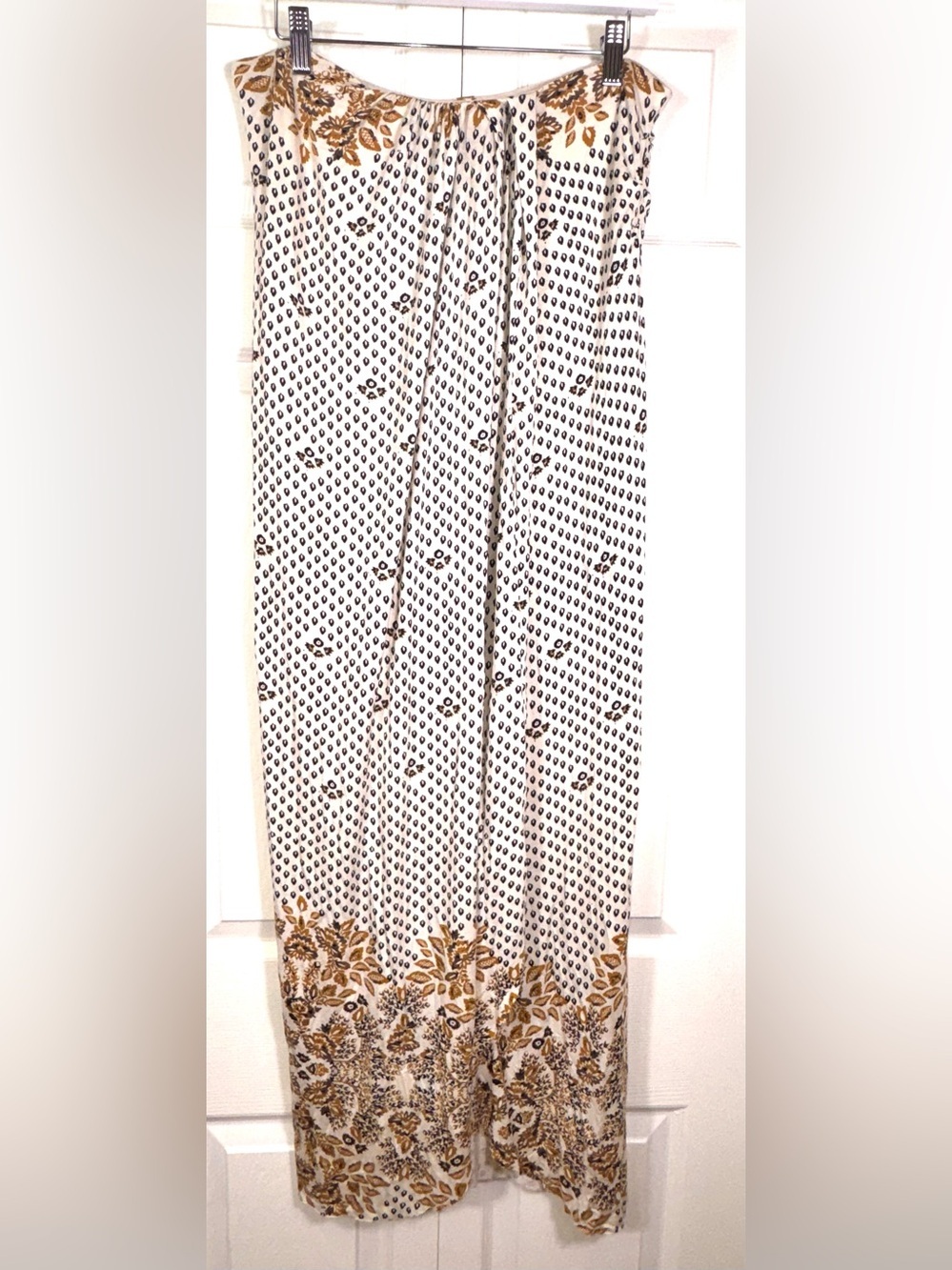 Free People Antique Combo Column Asymmetric Midi Skirt Size M Boho Print